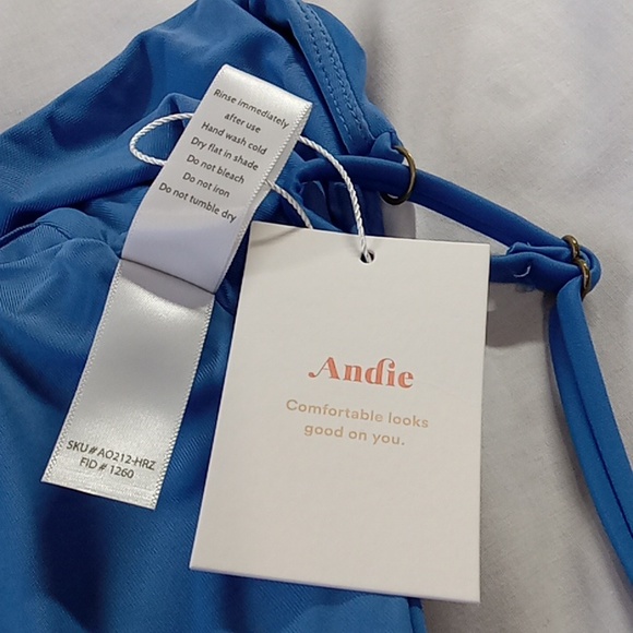 Andie Bathing Suit MEDIUM The Santorini One Piece 1 Swimwear BLUE Summer NEW - Picture 6 of 8